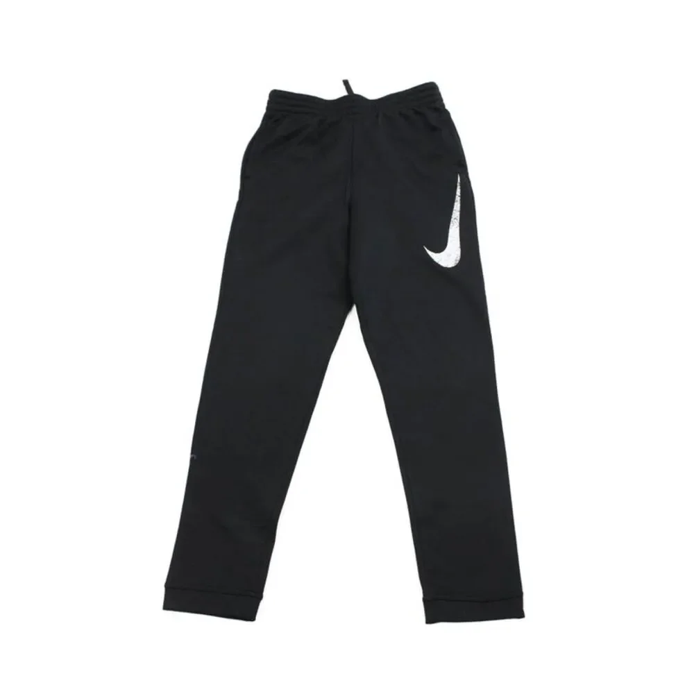 Nike Boys Drawstring Logo Straight Leg Pants Black White Size Extra Large